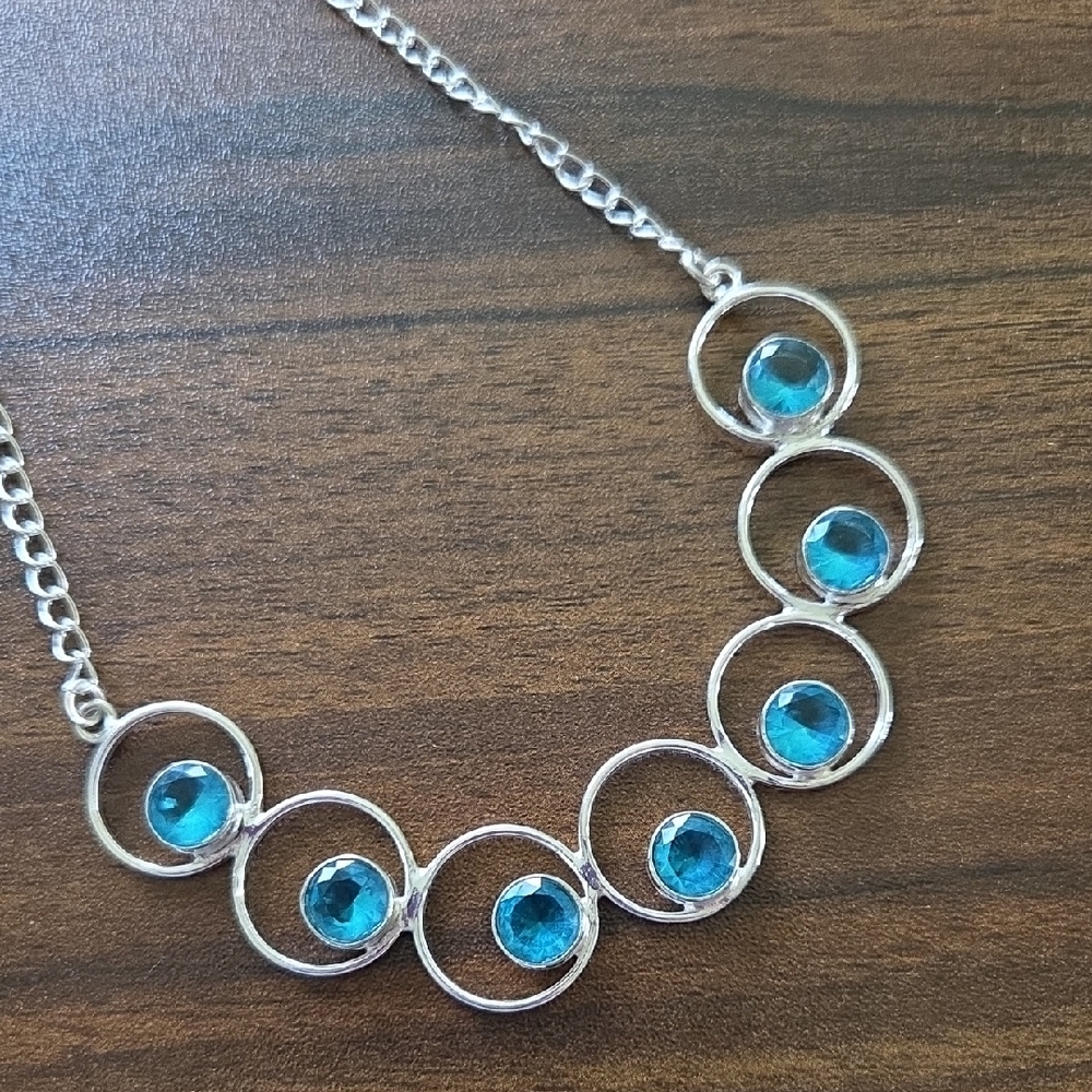 Sterling Silver And Aquamarine Necklace
